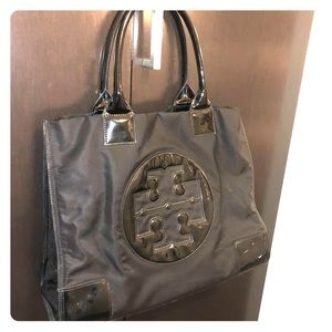 Tory Burch Ella Patent Nylon Tote - Black